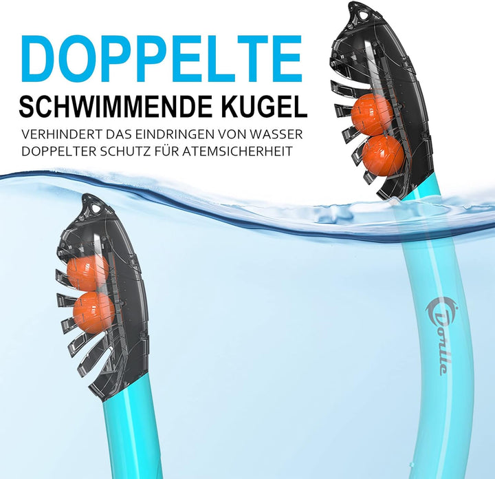 Dorlle Schnorchelset, Neu Verbesserte Panorama Schnorchelmaske, wasserdichte Tauchmaske Anti-Fog Ant