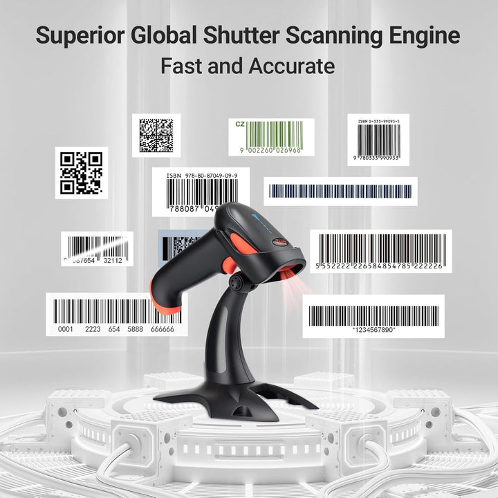 Tera Barcode Scanner 2D 1D 3 in 1 Barcodescanner Wireless 2.4 GHz/Bluetooth/USB Kabelgebunden Strich