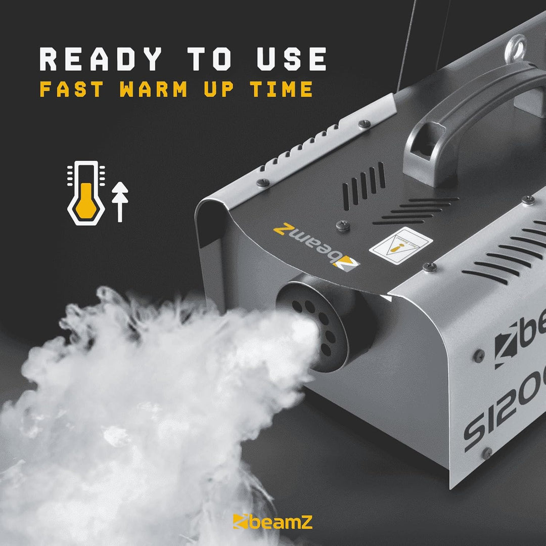 BeamZ S1200 MKII Nebelmaschine 1200 Watt, Fogger, Party Rauchmaschine, Fog Machine mit Intervall, Ti