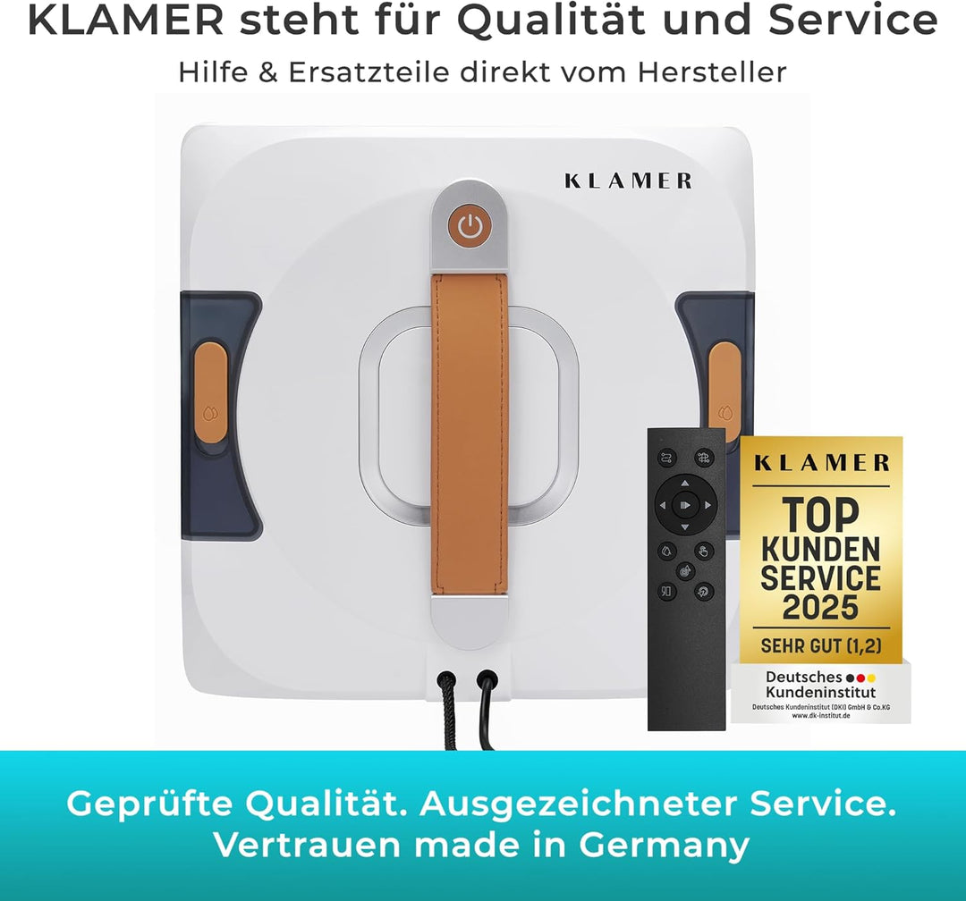 KLAMER Fensterputzroboter 3500 Pa – automatischer Fensterreiniger mit 100 ml Doppelwassertank, Nassr