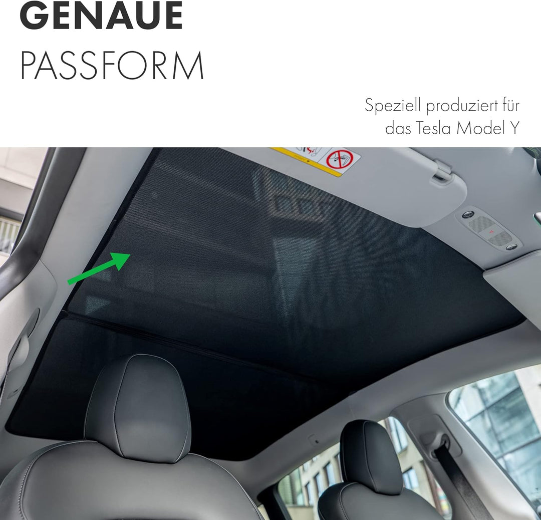 Shop4EV Sonnenschutz kompatibel mit Tesla Model Y Sonnenblende für das Glasdach Blendschutz Zweiteil