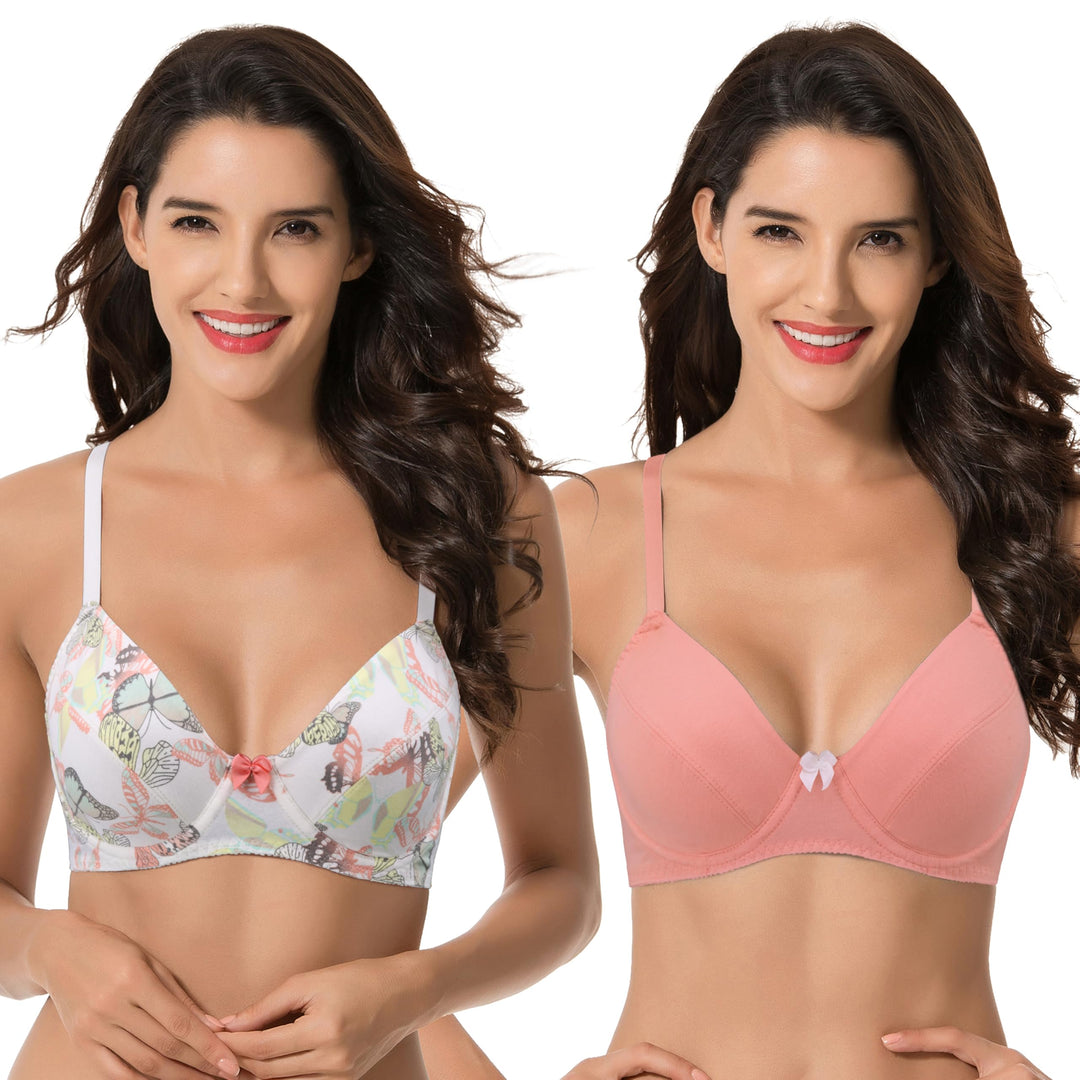Curve Muse Damen-BH, ungefüttert, Balconette, Baumwolle, Spitze, Übergrösse, 2er- oder 3er-Pack 75D