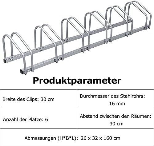 Yakimz Fahrradständer Boden Für 6 Fahrräder, Mehrfachständer, Fahrradhalter Bodenständer, Aufstellst