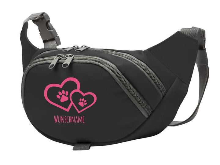 Hundesport Bauchtasche Leckerlie-Tasche mit 2 Herzen, 2 Pfoten und Wunschnamen personalisiert | Hund