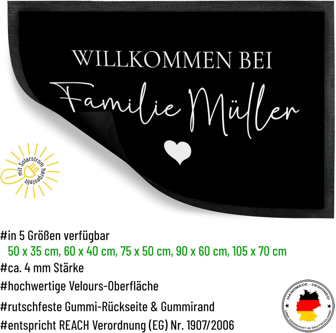 True Statements Deko-Fussmatte „Willkommen bei“ - personalisiert mit Familien-Namen oder Wunschtext