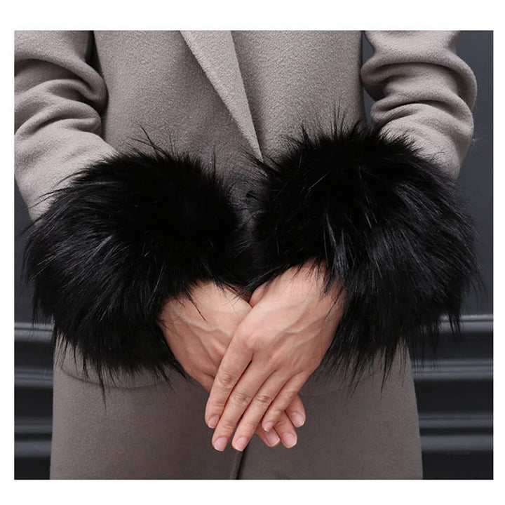 SHTGOI Damen Pelzmanschetten Fell Handgelenk Wärmer Kunstpelz Manschetten Armstulpen Winter Handwärm