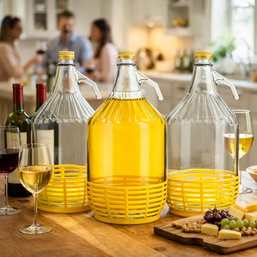 made in home 5L Glasballon Gärbehelter Gärballon Weinballon Glasflasche Flasche Korb/Schraubverschlu