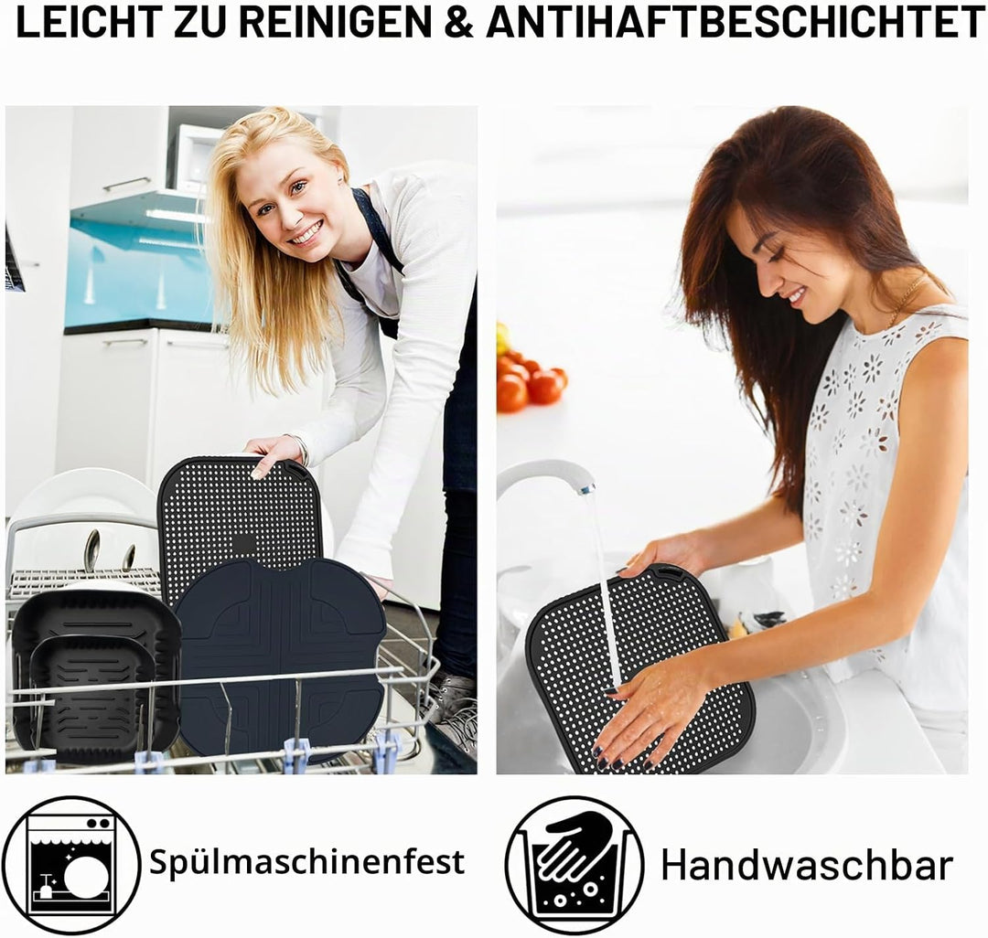 Airfryer Zubehör für Ninja CRISPi FN101EU Airfryer 2 Stück Silikonform+ Spritzschutz + Silikonmatten
