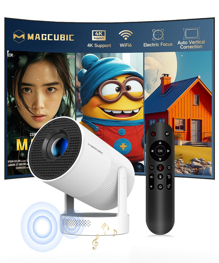 Mini Beamer 4K Unterstützt Android 11, Smart Projector Elektrisch Fokus 5G WiFi 6 BT 5.0, Mini Tragb