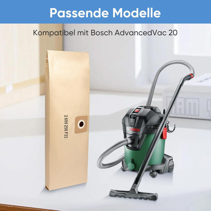 20 x Papierfilterbeutel Zubehör für Bosch Nass- und Trocken Staubsauger AdvancedVac 20 Staubsaugerbe