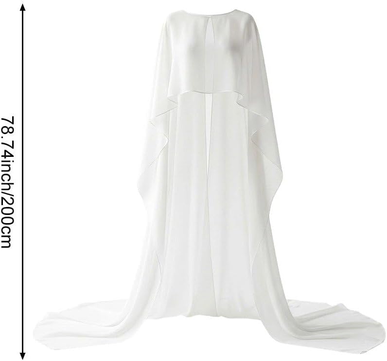 Chiffon-Cape-Poncho Für Damen, Transparenter Langer Schal, Asymmetrischer Schnitt, Capelet Für Braut
