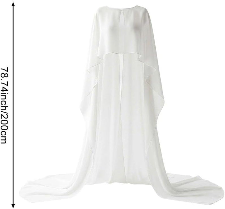 Chiffon-Cape-Poncho Für Damen, Transparenter Langer Schal, Asymmetrischer Schnitt, Capelet Für Braut
