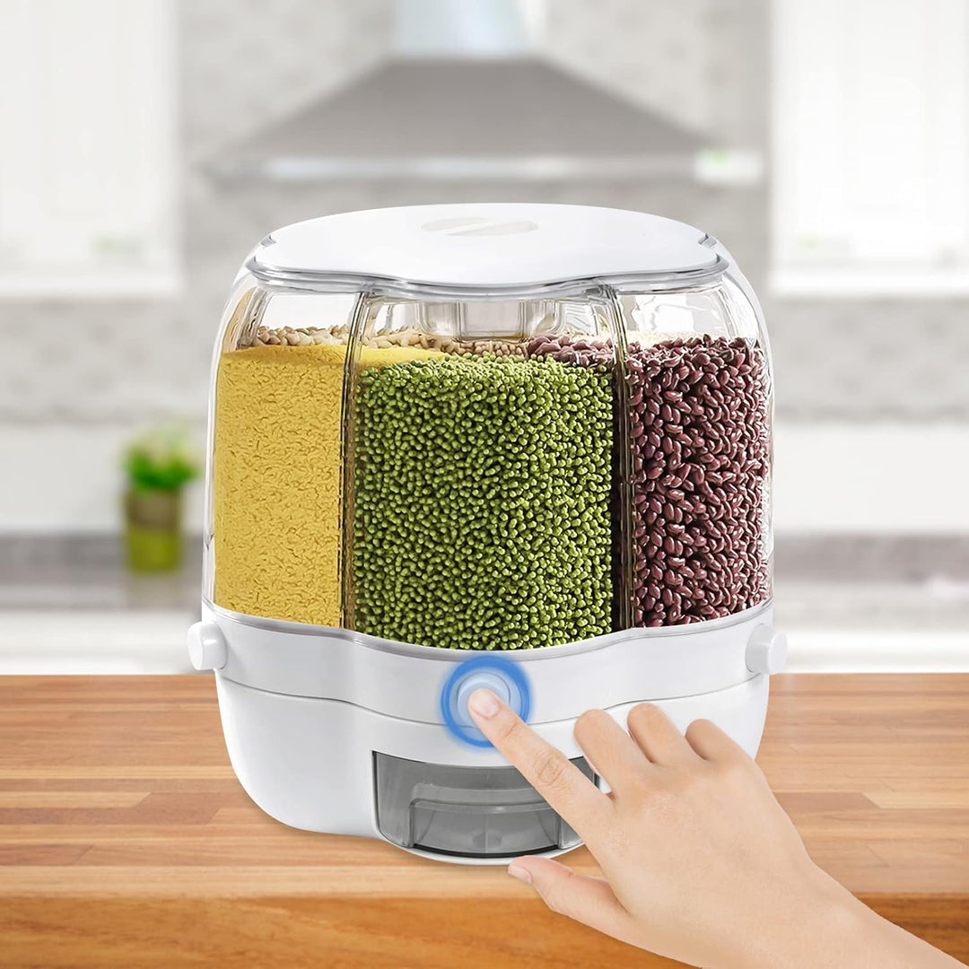 Getreidespender 360° Drehbarer Reisspender Rundspender für Trockenfutter Müslispender Küche Aufbewah