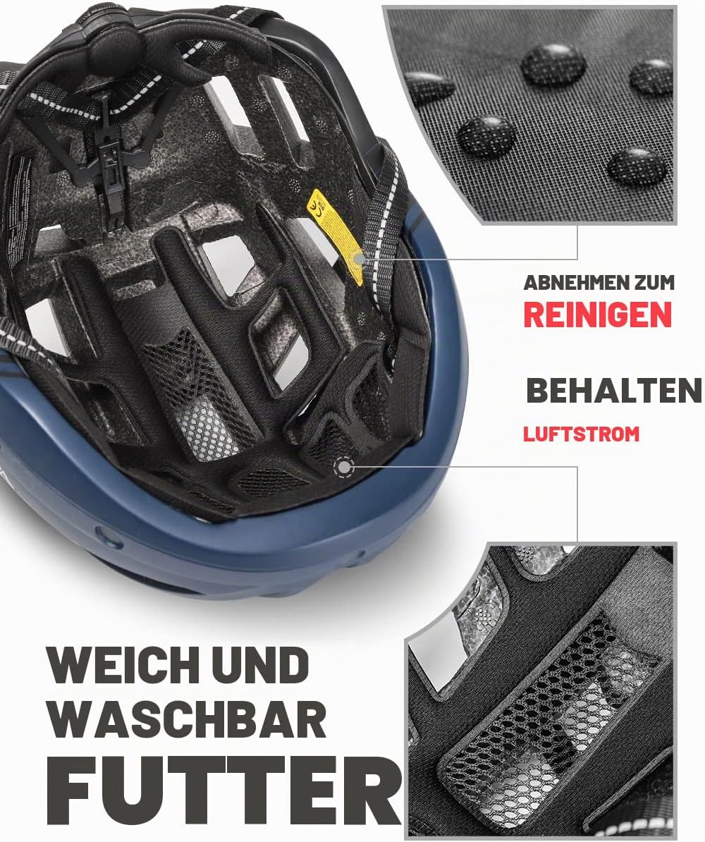 VICTGOAL Fahrradhelm Herren Damen MTB Helm mit Abnehmbarer Magnetische Schutzbrille Visier Atmungsak