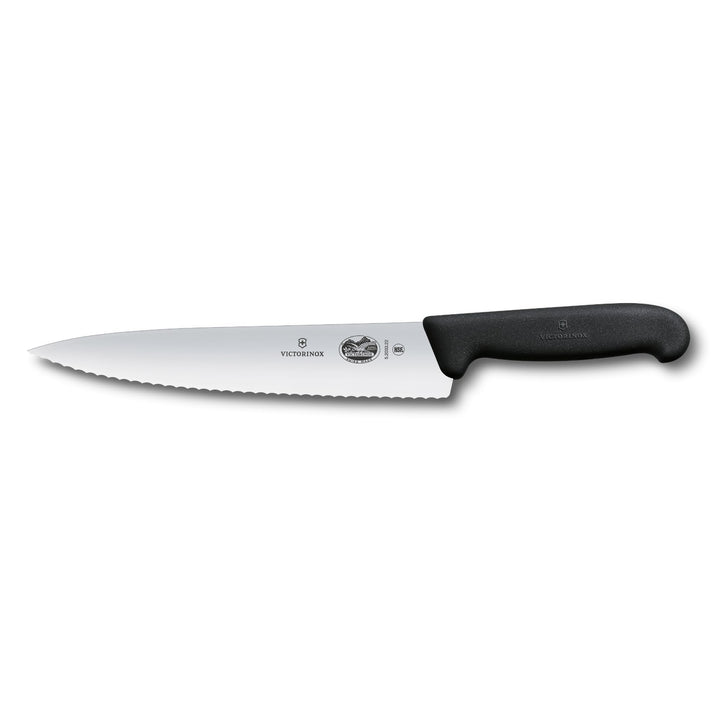 Victorinox Fibrox Kochmesser mit Wellenschliff, Breites Universalmesser für Fleisch, Gemüse und Obst