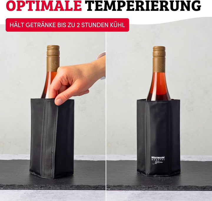 Westmark 2 Kühlmanschetten – Kühlt z.B. Sprudel-, Wein- oder Sektflaschen mit einem Flaschendurchmes