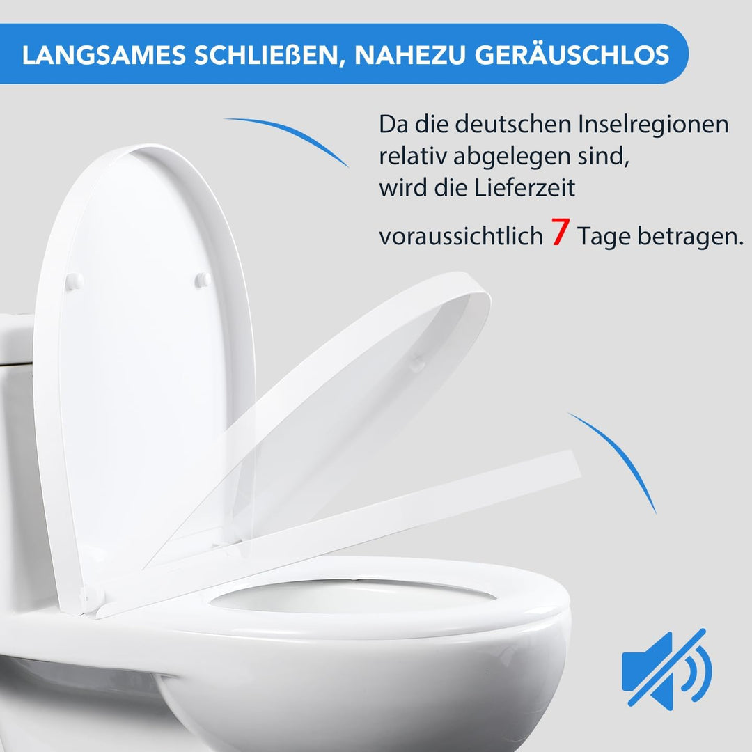 Toilettendeckel mit Absenkautomatik,WC Sitz Quick Release Funktion und Softclose, Einfache Montage A