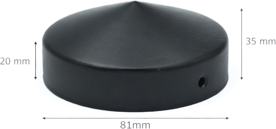 25x Pfostenkappe Rund Ø 81 mm – Stahl schwarz pulverbeschichtet – Abdeckung für Holzpfosten 80 mm –