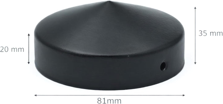 25x Pfostenkappe Rund Ø 81 mm – Stahl schwarz pulverbeschichtet – Abdeckung für Holzpfosten 80 mm –