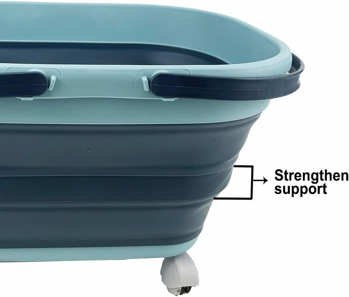 SAMMART 17L Faltbarer Korb mit Griff – Tragbarer Outdoor-Picknickkorb/Krater und 360° drehbare Räder