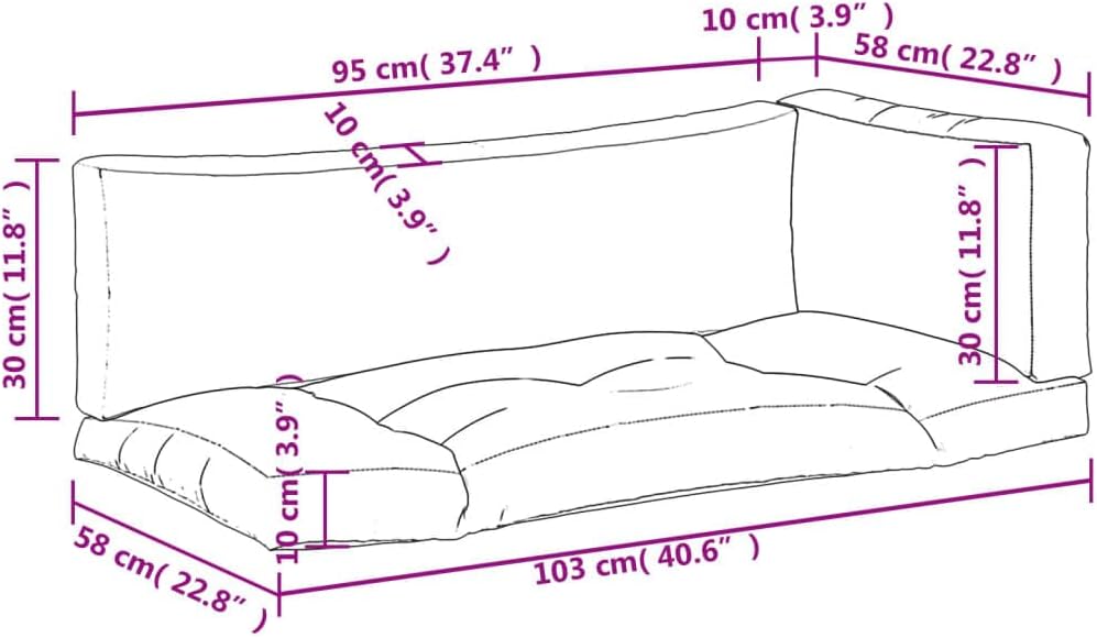 vidaXL Palettenkissen 3-TLG., Palettenauflage für Europaletten, Palettenpolster Palettensofa Outdoor