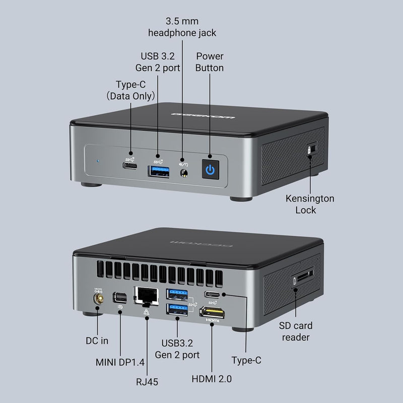 GEEKOM Mini PC, Mini Air12 Mini Desktop PC mit Intel Alder Lake N100(bis zu 3,4GHz), 16GB DDR5 NUC P