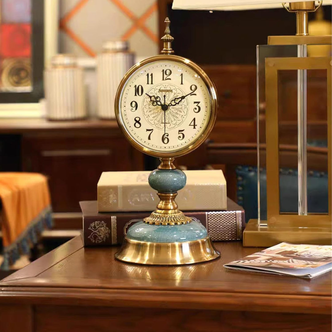 Vintage Tischuhr Gold, Klassische Retro Kaminuhr Batteriebetrieben, Tischuhr Retro Vintage für Kamin