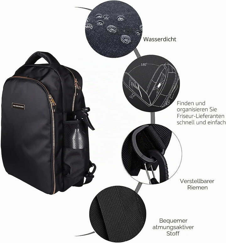Barber Clippers Rucksack Tasche für Friseur, Friseurtasche Haarwerkzeuge Organizer Schwarz Barber Ba