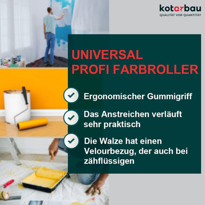 KOTARBAU 5er Set Velours-Farbroller 250 mm mit Gummigriff Farbwalze Pinsel Walzenbürste Rollerwalze