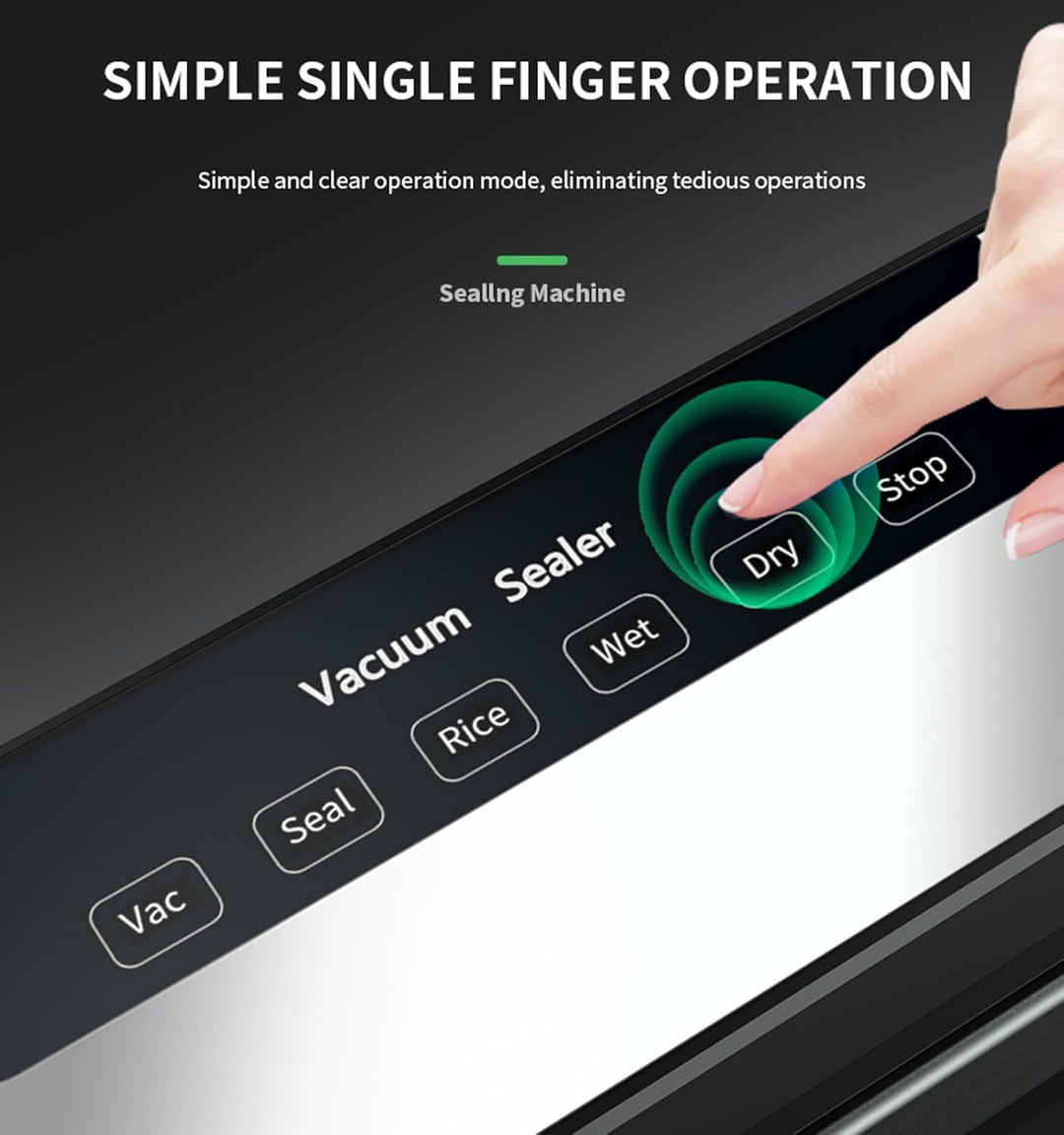 5-in-1 Vakuumiergerät für Lebensmittel mit starker Saugkraft (65 kPa), 30 mm langem Verschluss für d