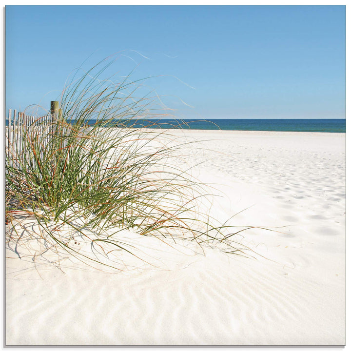 ARTland Glasbilder Wandbild Glas Bild einteilig 50x50 cm Quadratisch Strand Meer Küste Sand Düne Grä