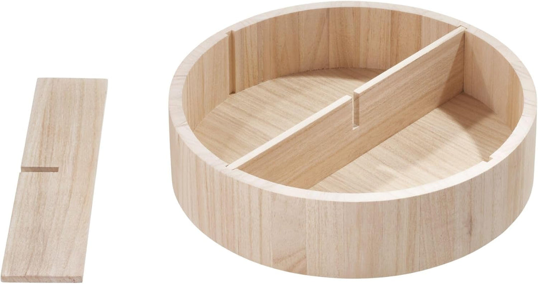 The Home Edit by iDesign 30,5cm Lazy Susan Drehteller mit herausnehmbarer Trennwand, natürliches Pau
