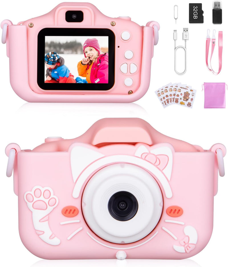 Kinderkamera, 2.0-Zoll-Bildschirm Digitalkamera Kinder,1080P HD Anti-Drop Fotoapparat Kinder,Selfie