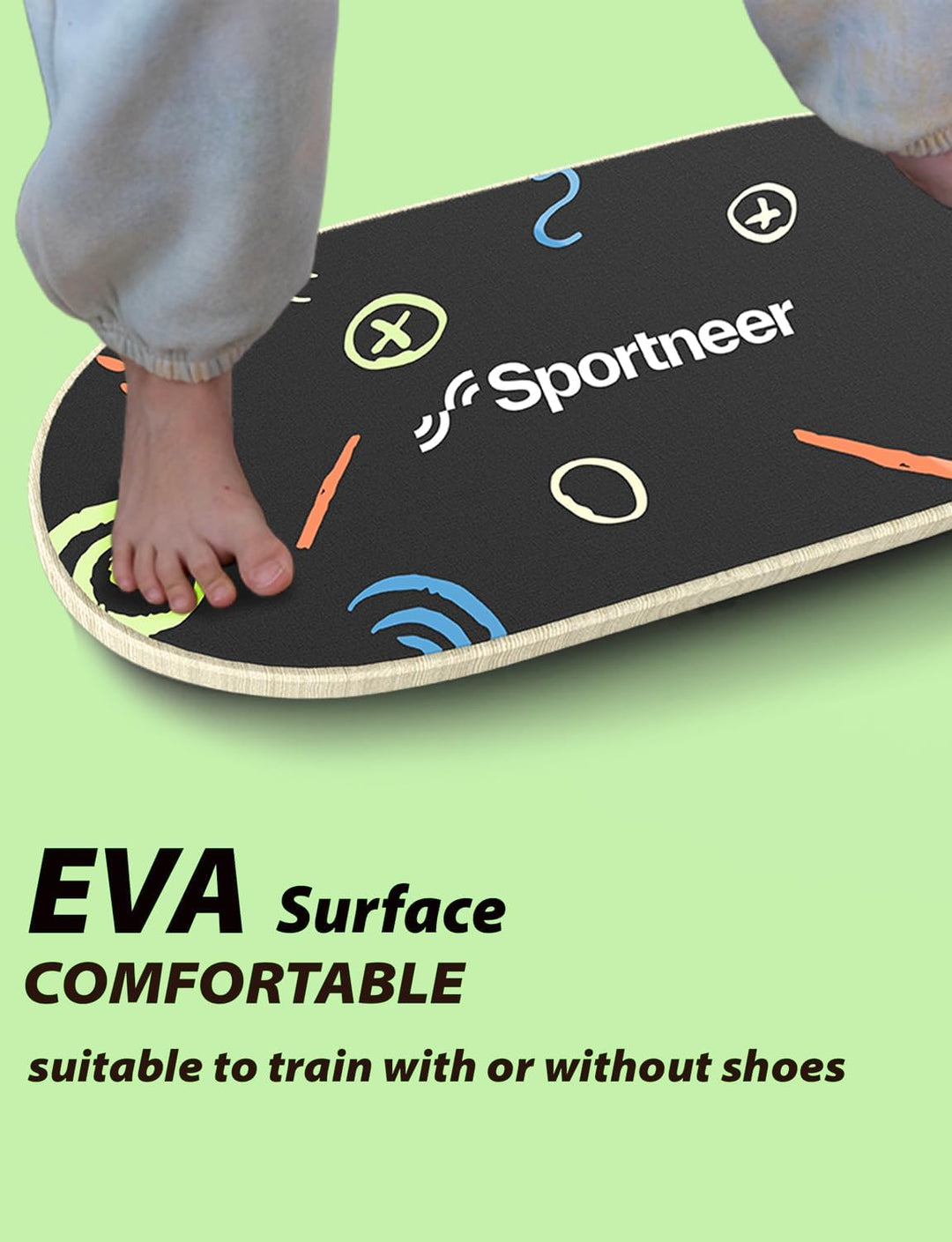 Sportneer Balance Board - Wobble Board mit verstellbaren Stoppern und Rollen - Balancier-Trainer zur