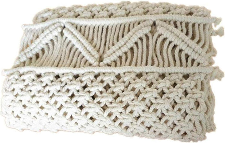 DÉCOCO Makramee Tischläufer handgewebte Boho Hochzeit Tischdekoration Bettwäsche Decke, 35 cm x 180
