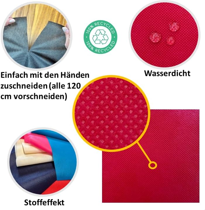 Tischdeckenrolle Rot, 1.20 m x 25 m, Stoffähnliches Vlies Tischdecke, Einweg Tischdecke Rolle Für Fe