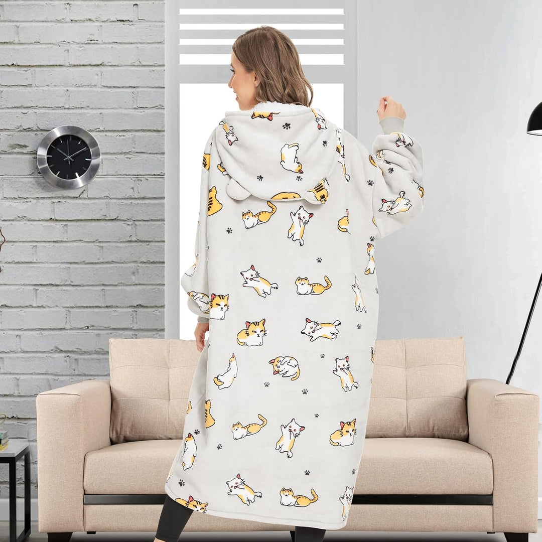 THREE POODLE Decken Hoodie, Oversize Hoodie Decken Pullover Kuschelpullover für Damen Herren Kinder,