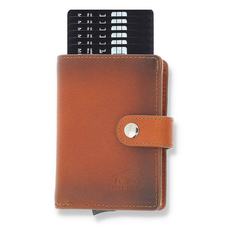Solo Pelle Leder Geldbörse Q-Wallet mit integriertem Kartenetui für 15 Karten + Geldscheine geeignet