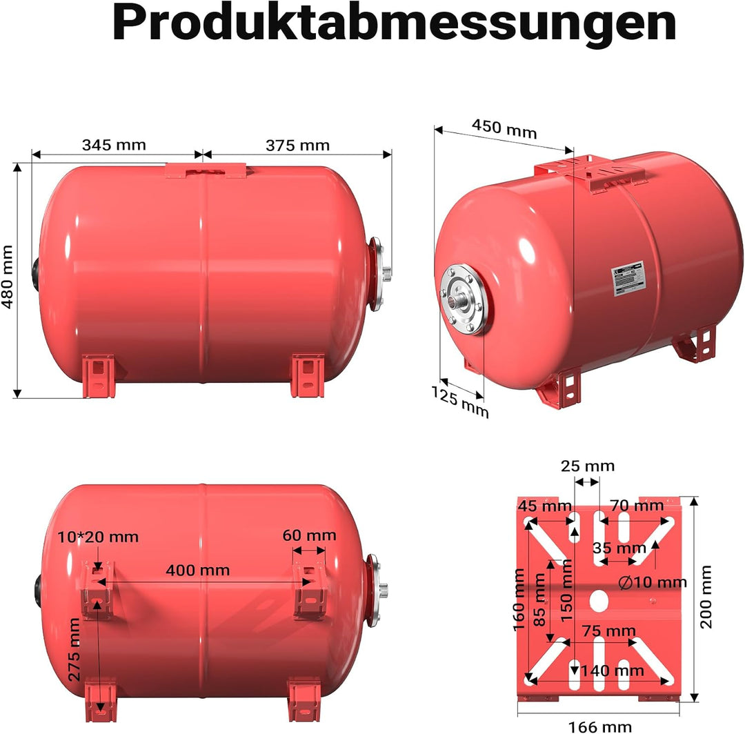 Ausdehnungsgefäss 100L für Hauswasserwerke und Druckerhöhungsanlagen mit EPDM Membran für Trinkwasse