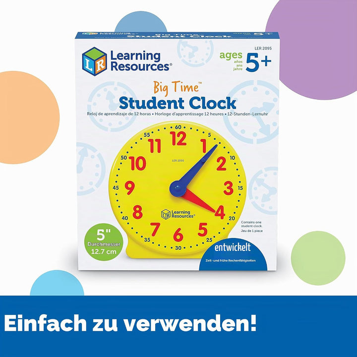 Learning Resources Big Time Lernuhr – Lernspielzeug zum Uhrzeit Lernen für Kinder ab 5 Jahren – 12-S