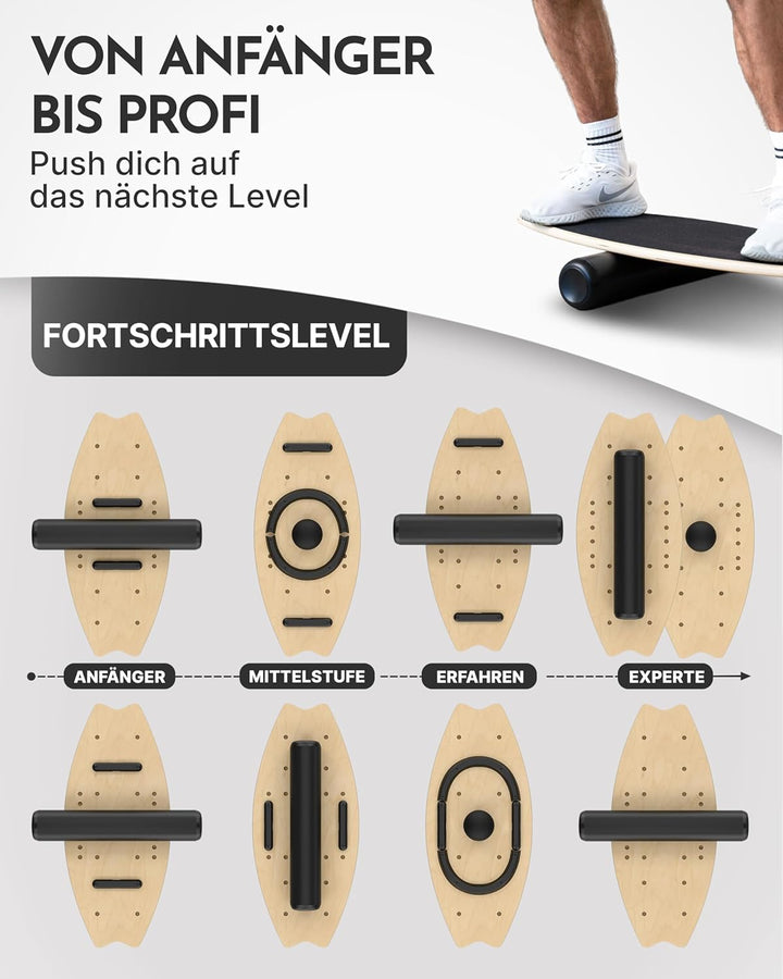 NEOLYMP Balance Board Holz – Gleichgewichtstrainer für Erwachsene & Kinder – rutschfest & bis 210kg