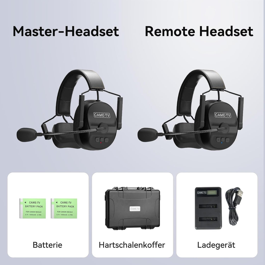 cametv 2er-Pack Kuminik8 1.9GHz drahtloses Intercom-Headset, Vollduplex-Intercom-Kommunikationssyste