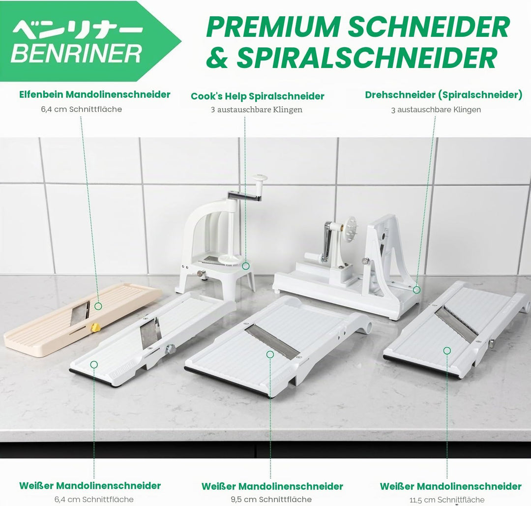 Benriner BN-120W Mandoline, Edelstahl, weiss Weiβ, Weiβ