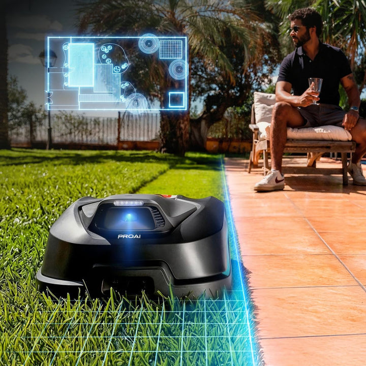 Cecotec Mähroboter Ohne Begrenzungskabel Conga Grasshopper 800 ProAI. Kamera-Navigation, bis 800 m²,