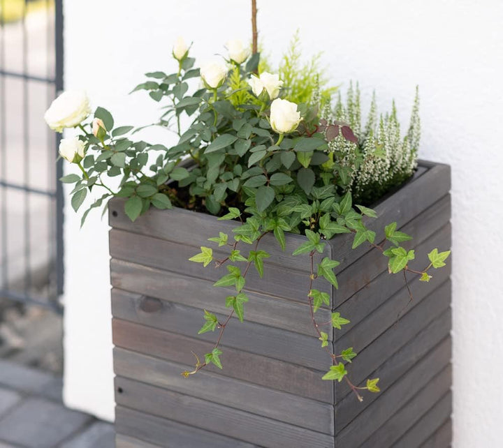 WESTMANN Pflanzenkübel Mono aus Holz | 33x33x56 cm Grau | Blumentopf für Garten & Terrasse | Pflanze