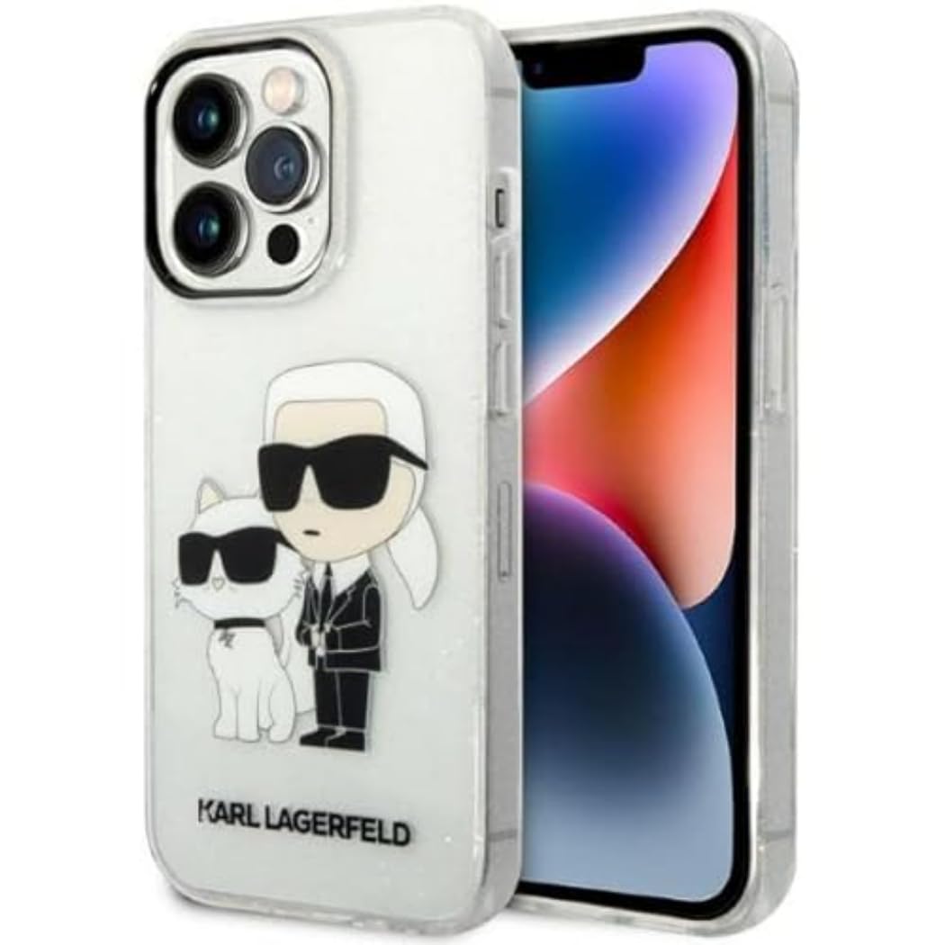 Karl Lagerfeld KLHCP14LHNKCTGT Hülle für iPhone 14 Pro 6,1" transparent hardcase Gliter Karl&Choupet