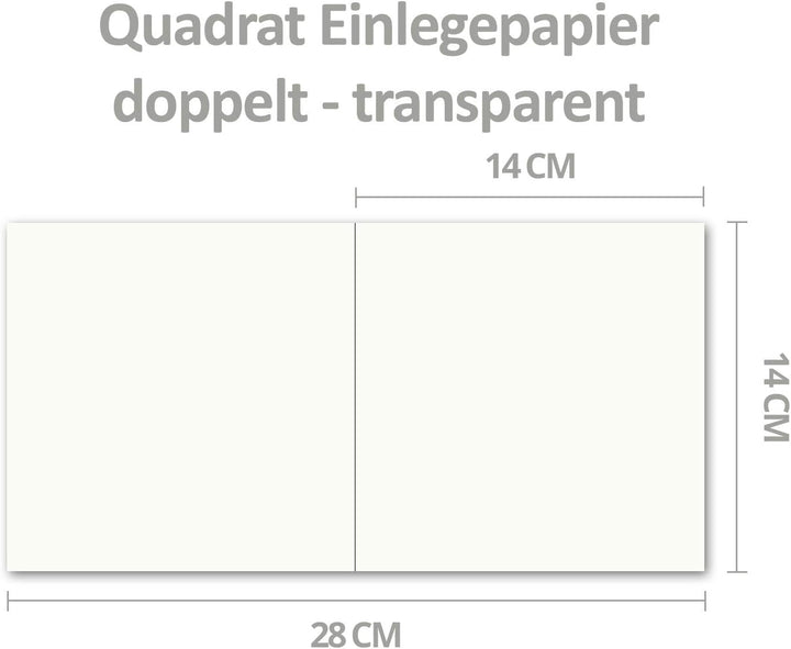 400x Falt-Einleger für quadratische Doppel-Karten - transparent - 150 x 300 mm (150 x 150 mm gefalte
