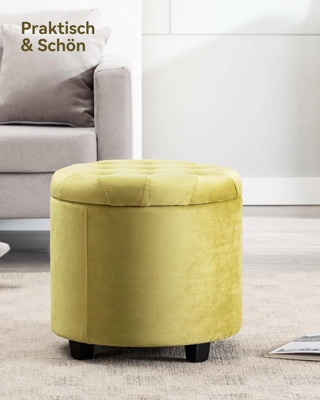 HNNHOME Sitzhocker mit Stauraum, Sitzwürfel mit Deckel, Sitztruhe, Fussbank Truhen Aufbewahrungsbox,
