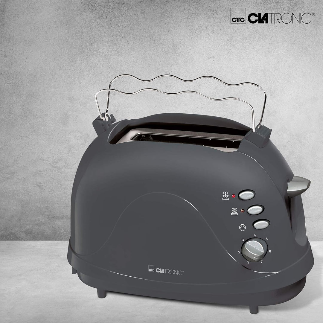 Clatronic® Toaster | 2-Scheiben-Toaster | integrierter Brötchenaufsatz | Aufwärm-, Auftau-, Schnells