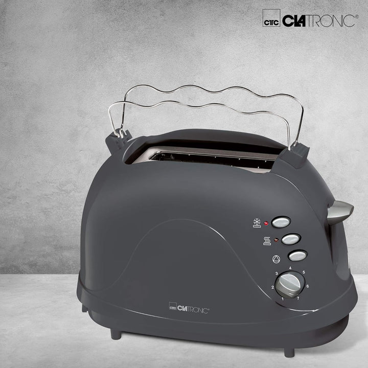 Clatronic® Toaster | 2-Scheiben-Toaster | integrierter Brötchenaufsatz | Aufwärm-, Auftau-, Schnells